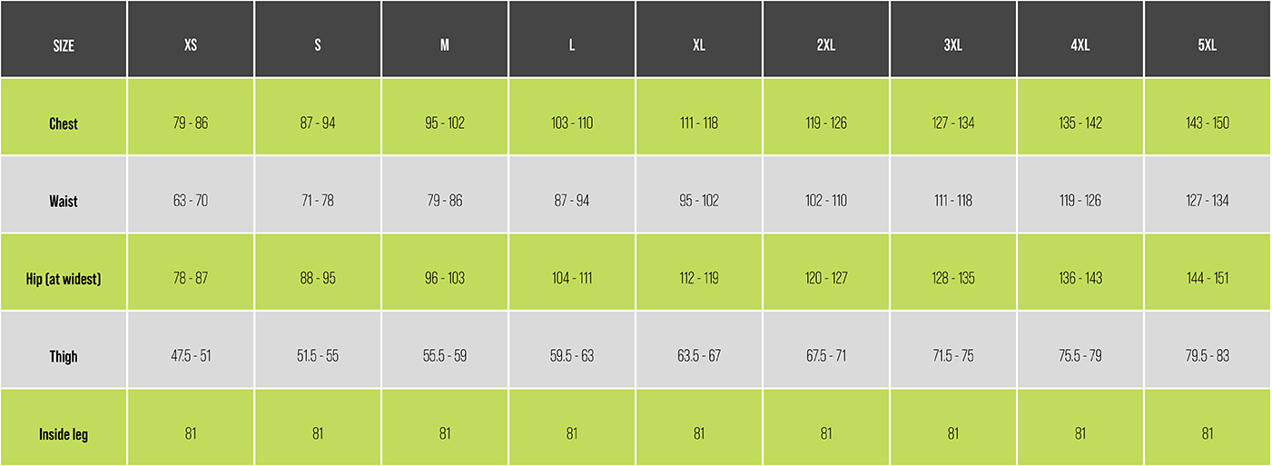 K way store jacket size guide